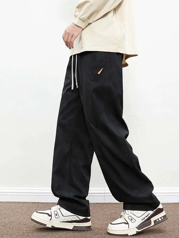 8XL حجم كبير 2025 الربيع الصيف الرجال Sweatpants الكورية موضة واسعة الساق السراويل الفضفاضة 7XL 6XL فضفاض مستقيم بنطلون الذكور
