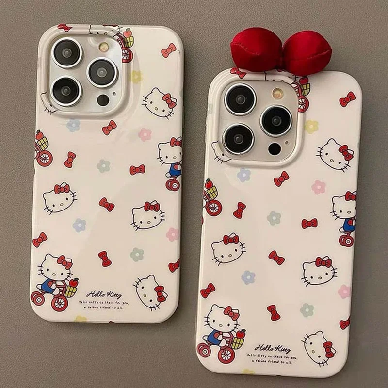 Sanrio Anime Hello Kitty IPhone Case Creative Cute Kawaii Inclusive Anti Slip Iphone 15 14 13 12 Pro Max Xr XS Cases Girl Gifts