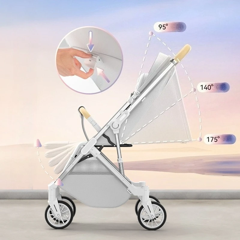 2025 ใหม่รถเข็นเด็กทารกแบบพกพา,2-Way PUSH Rod,พับได้,มุมมองสูง,พร้อมมุ้งกันยุงและที่วางแก้ว