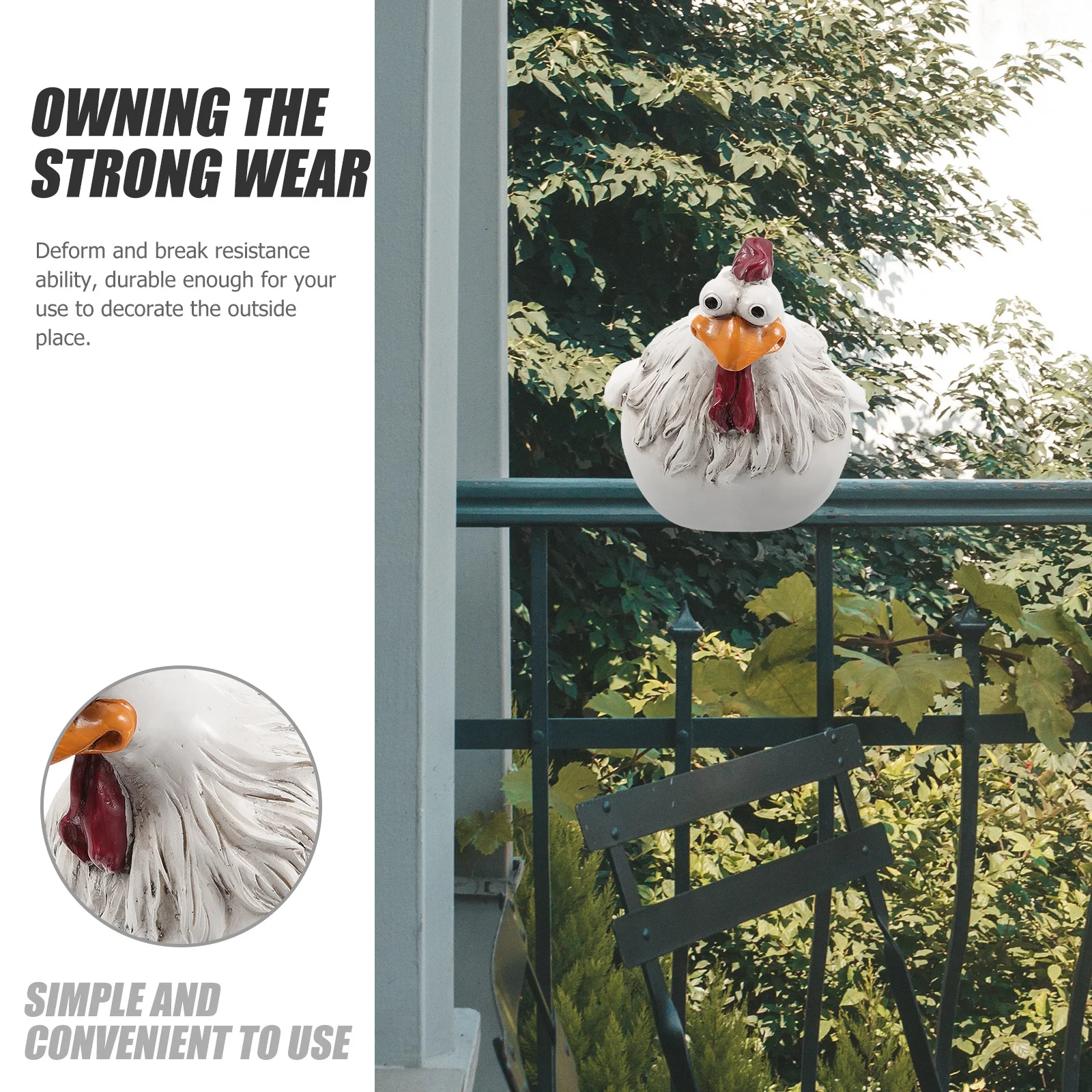 

Big-Eye Hen Resin Ornament Outdoor Garden Statue Landscape Decor Chicken Sculpture Yard Decor For Lawn Courtyard Fence