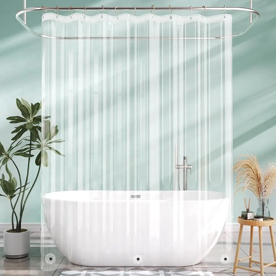 

Long Shower Curtain Liner with 3 Magnets, 72x90 Clear Shower Curtain Liner Tall, Waterproof Plastic Shower Liner, Lightweight PE