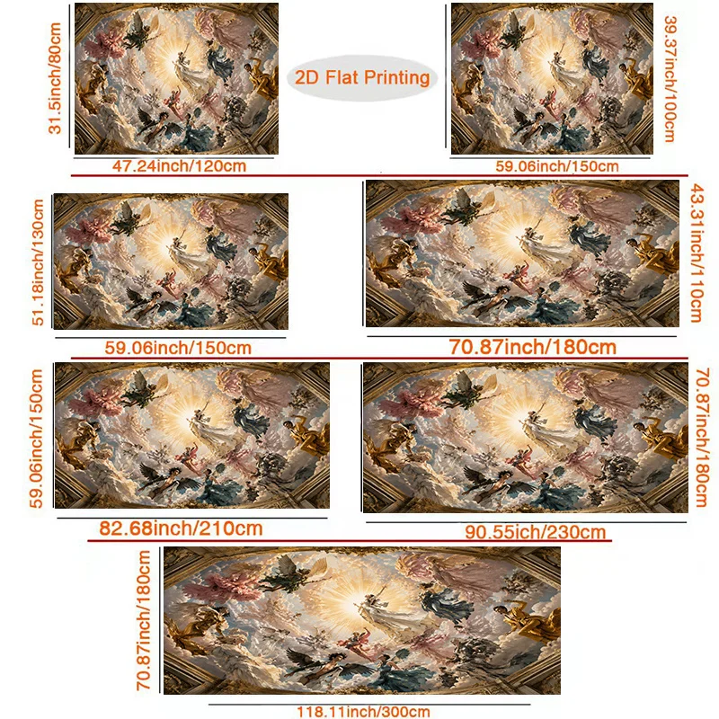 Baroque Renaissance Ceiling Mural Wall Tapestry Divine Glory Heavenly Figures Art Home Decor Print