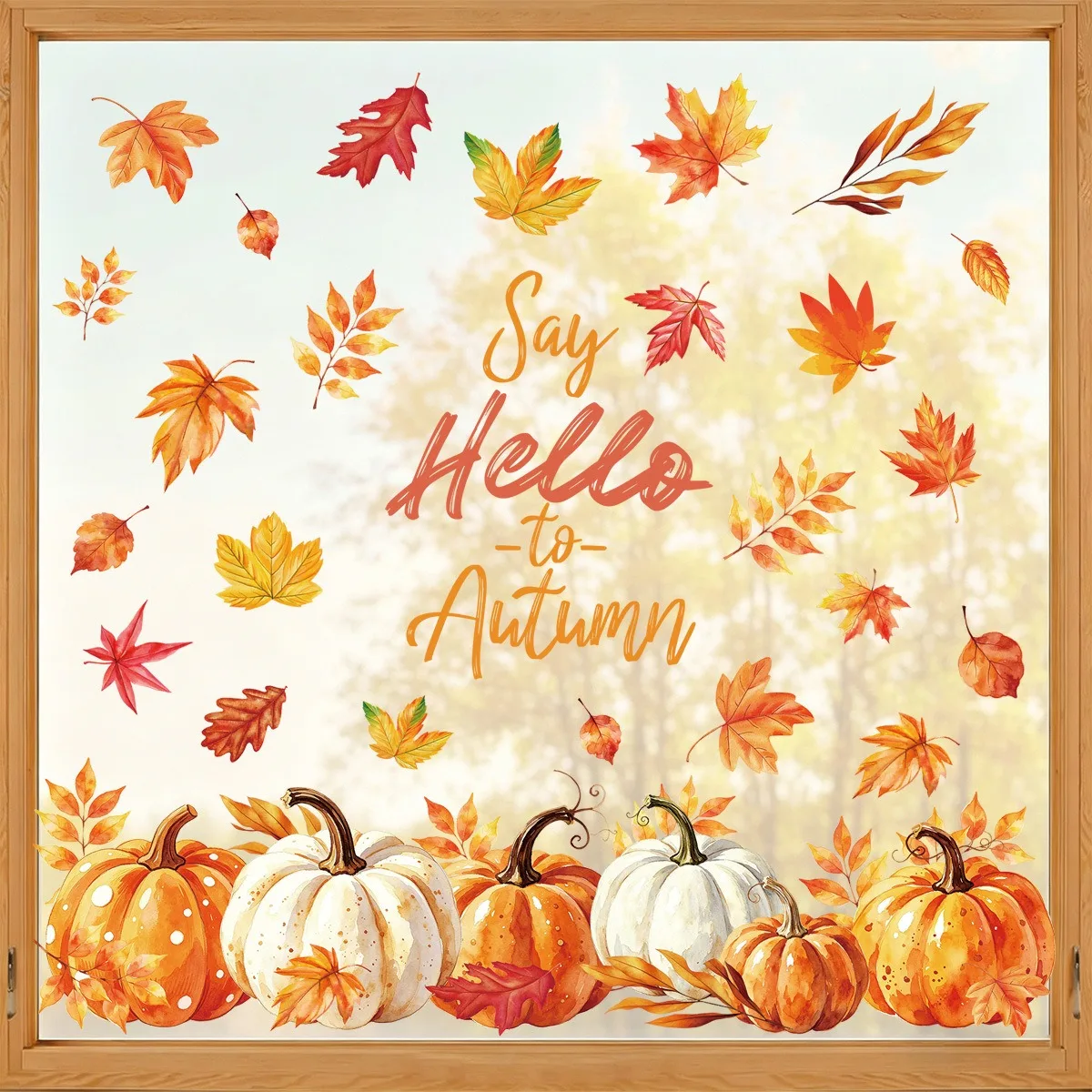 

Thanksgiving Fall Pumpkin Maple Leaf Static Cling Window Decals Removable Glass Sticker School Wall Autumn Home Decor