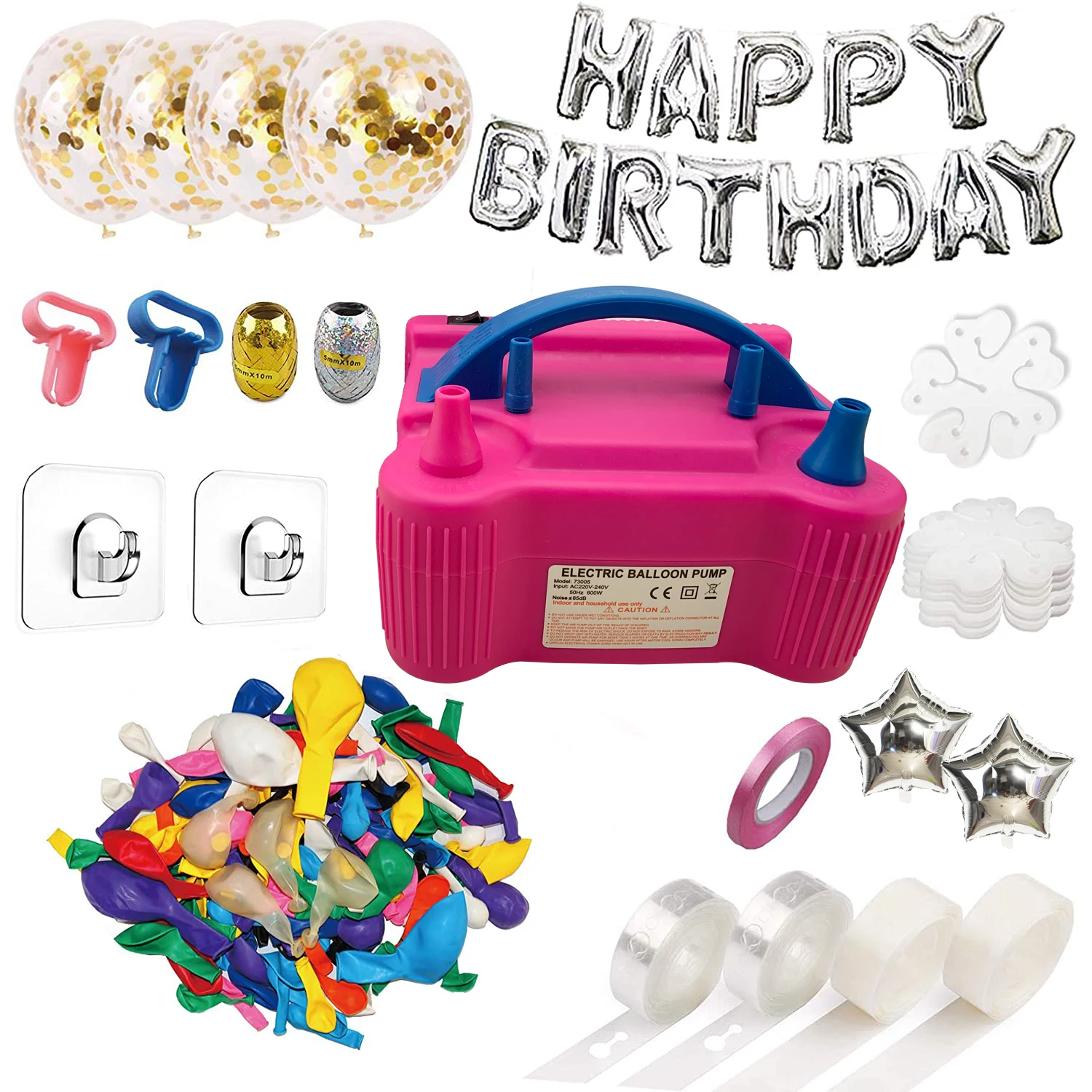 

79Pcs Electric Inflator Pump 220V Portable High Voltage Two Nozzle Fast Electric Balloon Air Pump Wedding Birthday Balloon Deco