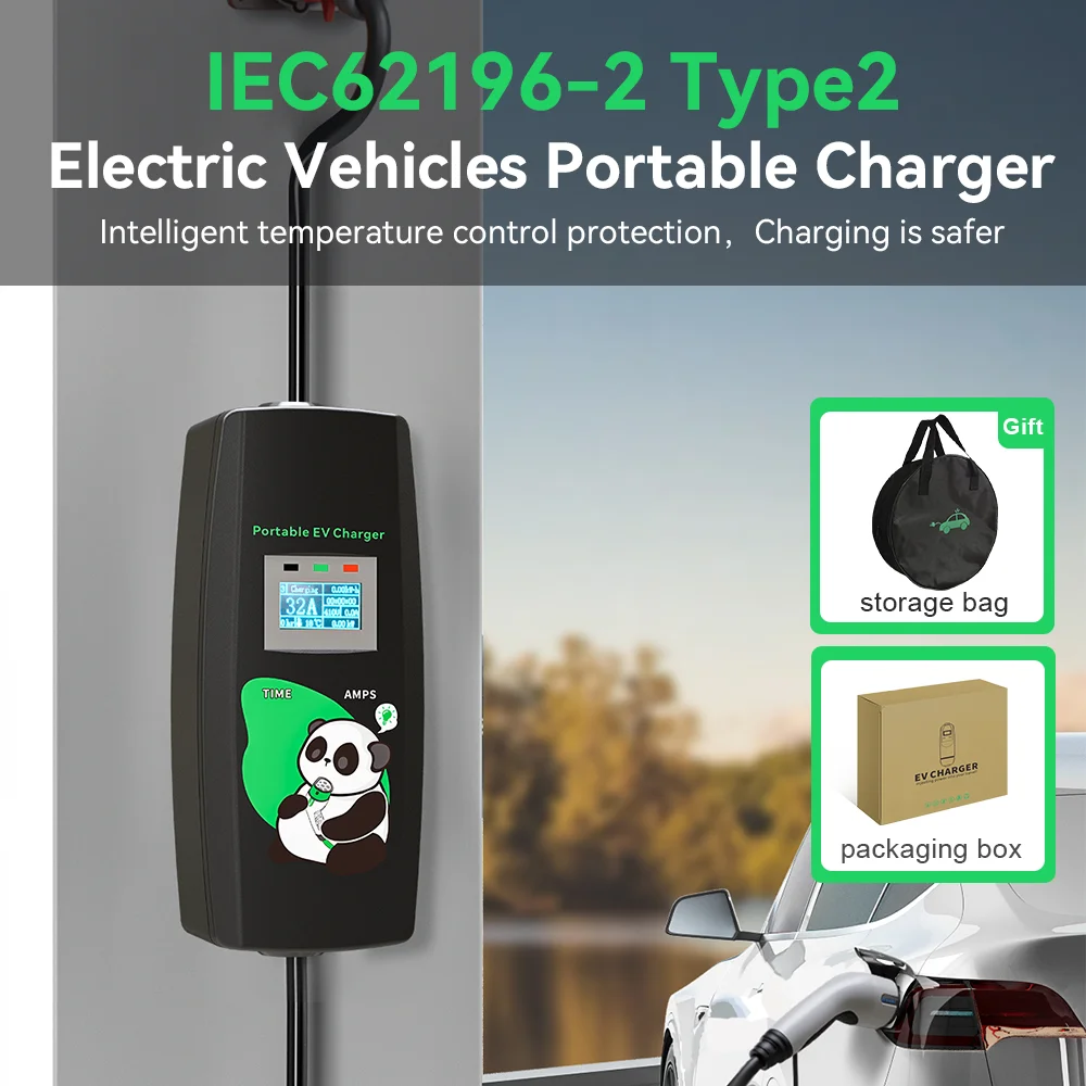 Khons 11KW 16A EV cargador portátil Type2 EVSE caja de carga cargador de coche eléctrico trifásico IP65 Cable de 5m