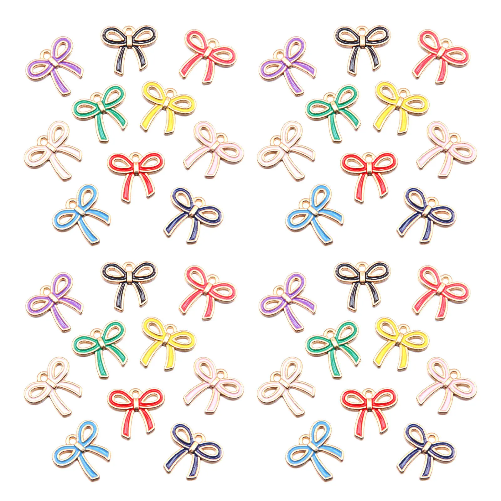 

50pcs Colorful Bow Charms Alloy Metal Pendant For Diy Jewelry Making Bracelets Necklaces Earrings Craft Bowknot Connectors