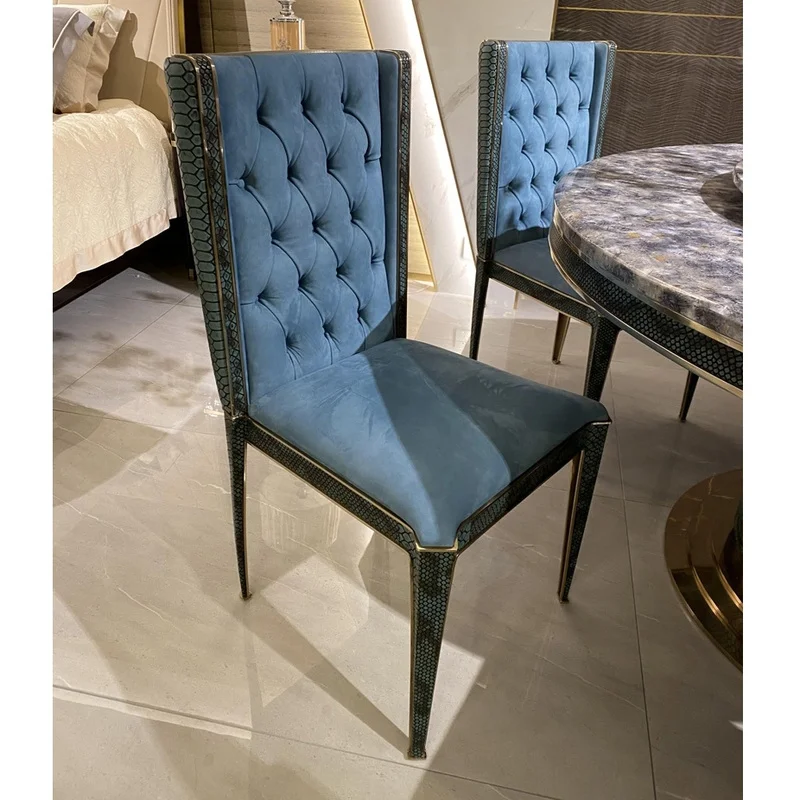 

&* Wholesale Luxury Dining Chairs Set Modern Diamond Tufted Faux Leather European Style Popular Dining Room Chair