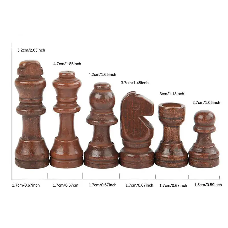 32-teiliges Holzschachspiel Standard-Turnier Staunton Holzschachfiguren 52mm Königshöhe, nur Schachfiguren ohne Brett – Detail 1