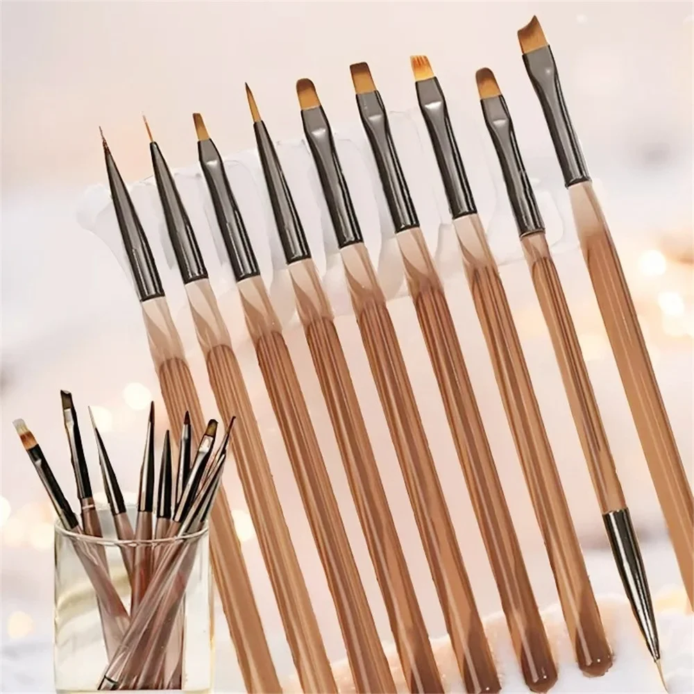 9PCS Nail Brush for Nail Art Design Nails Tip Display Painting Tool UV Gel DIY Painting Pen Liner Manicure Acrylic Drawing Brush