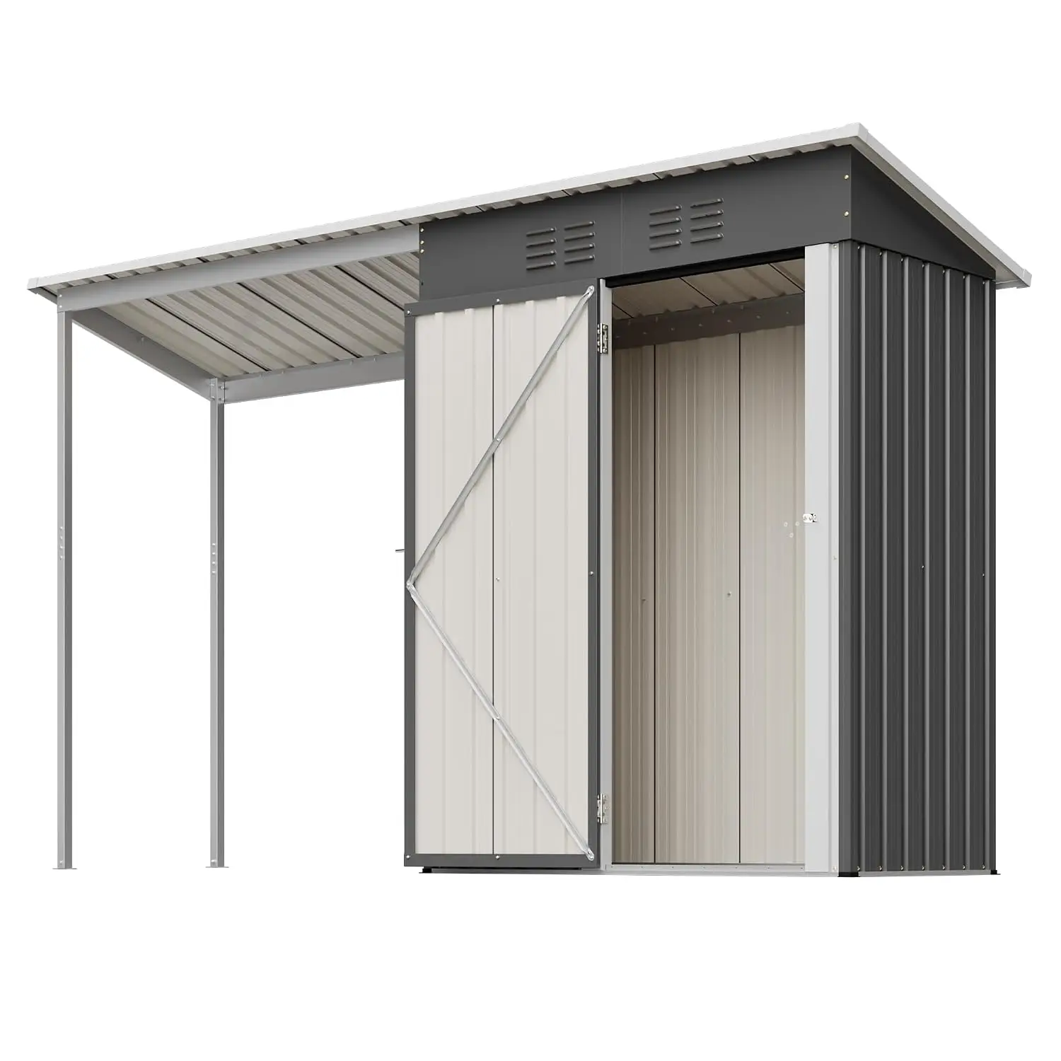 2-in-1 Metal Outdoor Storage Shed & Gazebo Combo, Lockable, 10x3 FT, Customized