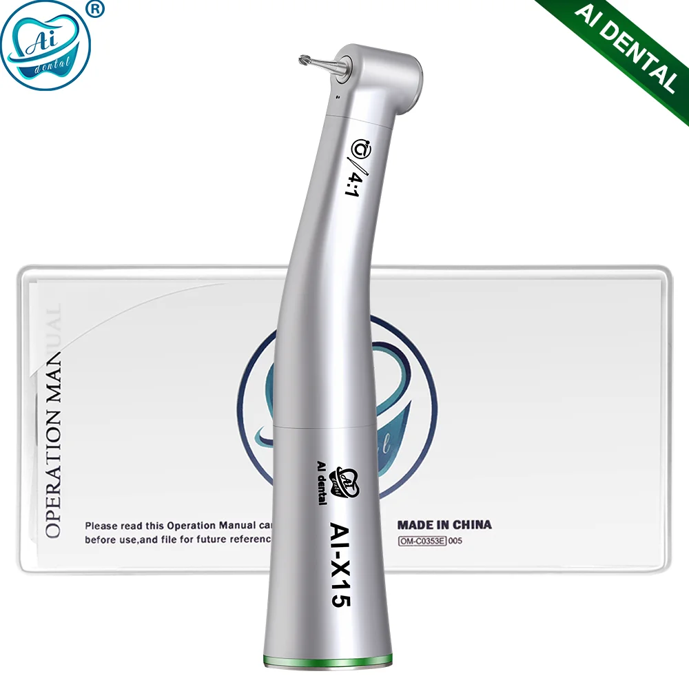 

AI-X15 Non-Optic 4:1 Reduction Single Spray • For CA burs (ø2.35) Contra Angle Endodontic Handpiece Max Speed: 10,000 min-1