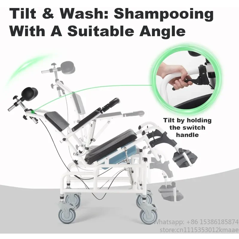 Vequyn Transfer wheelchair Aluminum Blow-Molded Bathroom Commode , Portable Shower & Toilet Chair for Disabled, Lightweight & Du