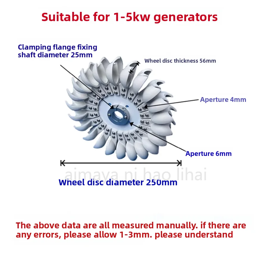 High-efficiency Pelton Impeller Impact Water Wheel DIY Hydroelectric Generator Light and Sturdy Hydroelectric Power Generation