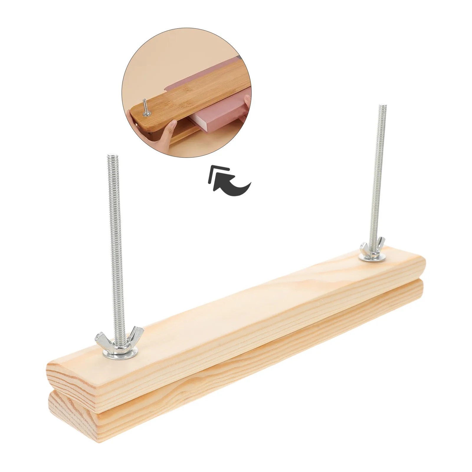 

Набор из 1 шт. деревянной пресс-доски для переплета книг 9,7x5 дюймов (25x3,8 см) - прецизионный зажим для переплета книг с металлическими винтами, ручной инструмент для изготовления книг