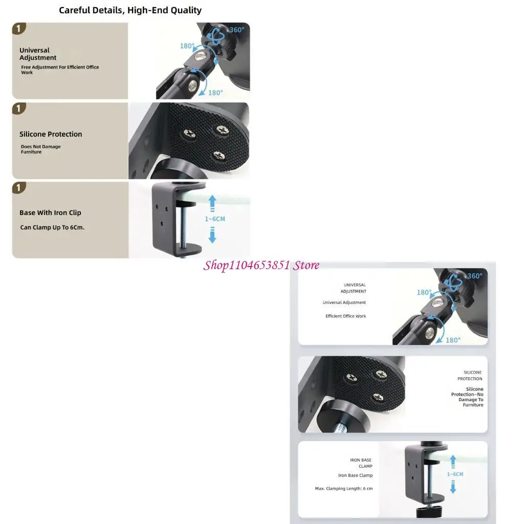 Multiple Angle Tablets Holder Stand For Computer Desk With Swivels Ball Head And Metal Construction