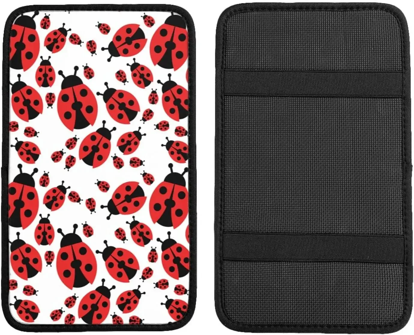 Auto Center Console Armrest Cover Pad, Cartoon Red Ladybug Universal Fit Car Armrest Cover Cushion Mat for Most Vehicl