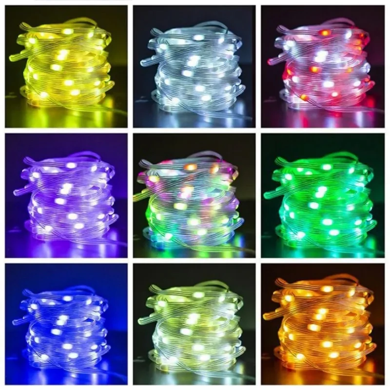 5V USB RGBIC LED fairy lamp-wireless App control music synchronous color-changing lamp IP67 waterproof adjustable string lamp