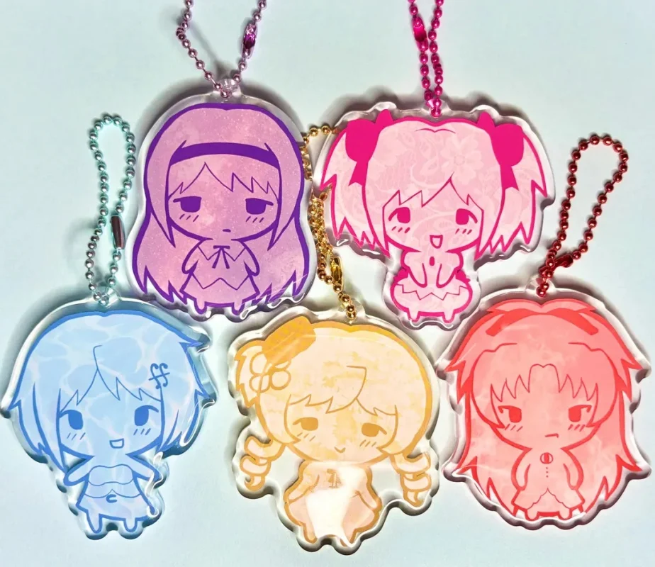 Anime Madoka Magica Chibi 2.5in Acrylic Keychain Charm Backpack Pendant Cute Gift for Best Friend Fans