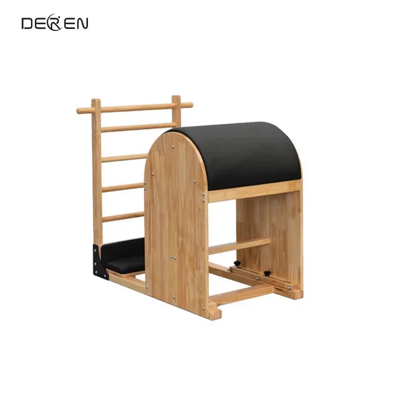 YTYIN Oak Rubber Wood Ladder Barrel Soft Leather Sponge Padded Pilates Equipment For Studio Use