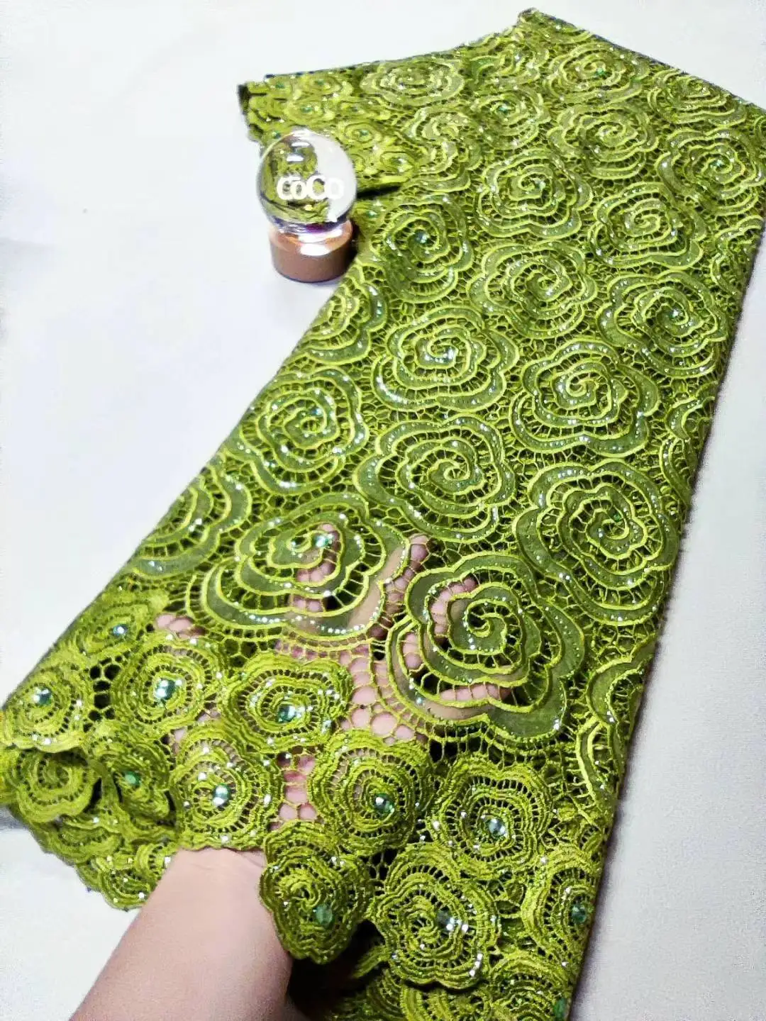 قماش دانتيل تول نيجيري أفريقي، فستان حفلات الزفاف من القطن عالي الجودة، ترتر للخياطة والتطريز، 5 ياردات، XL099,2025 #5