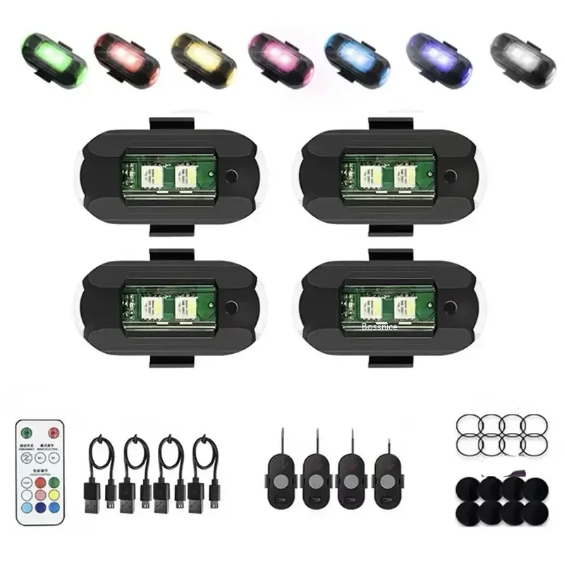 Motorcycle Led Mini Signal Light Drone Strobe Light 7Colors Turn Signal LED for Car Bike Vibration Sensor with Remote Control