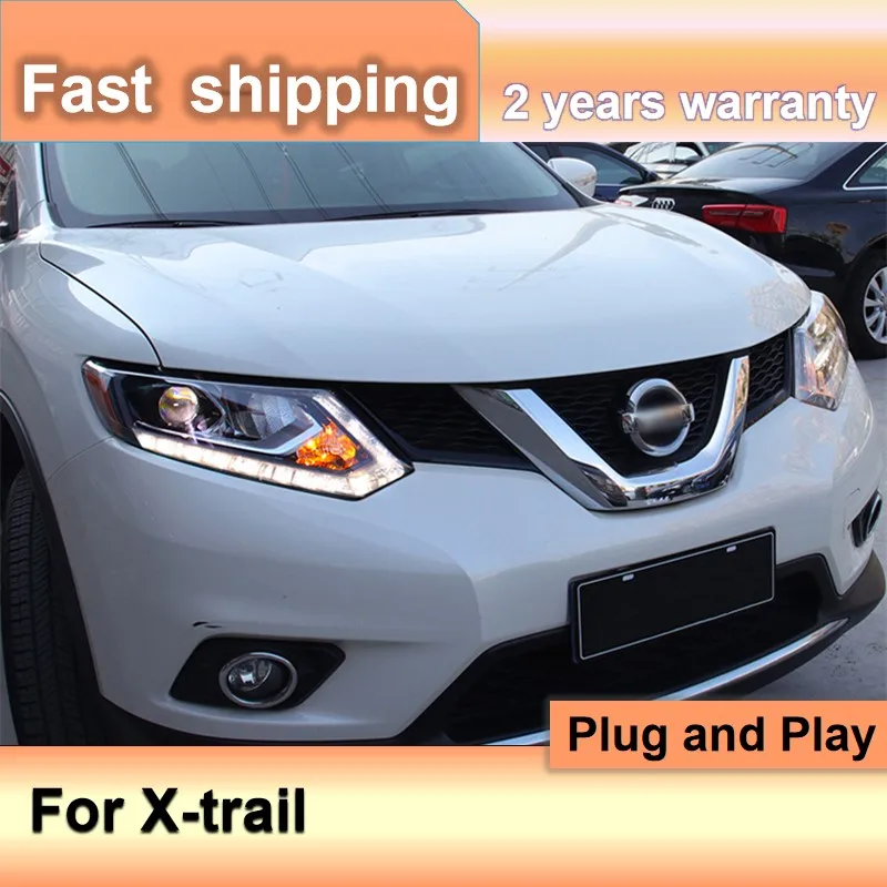 Accessori per auto per fari Nissan X-Trail 2014-2016 X Trail Head Light LED DRL indicatore di direzione lente per proiettore abbagliante