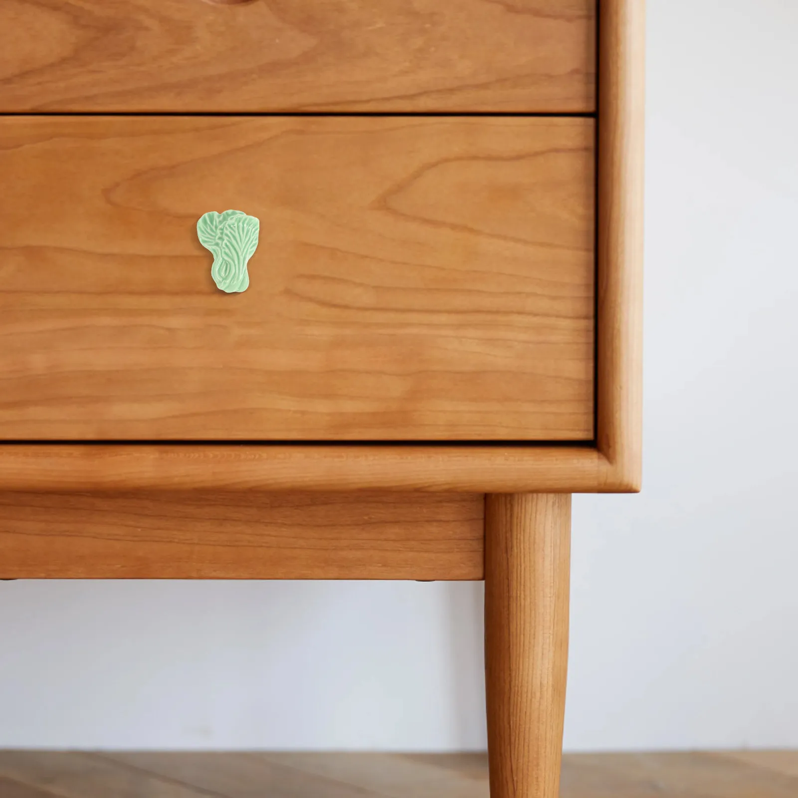 Green Ceramic Cartoon Door Knobs for Children's Wardrobe Cabinets Drawers Single Hole Easy Install Whimsical Decorative Cabinet
