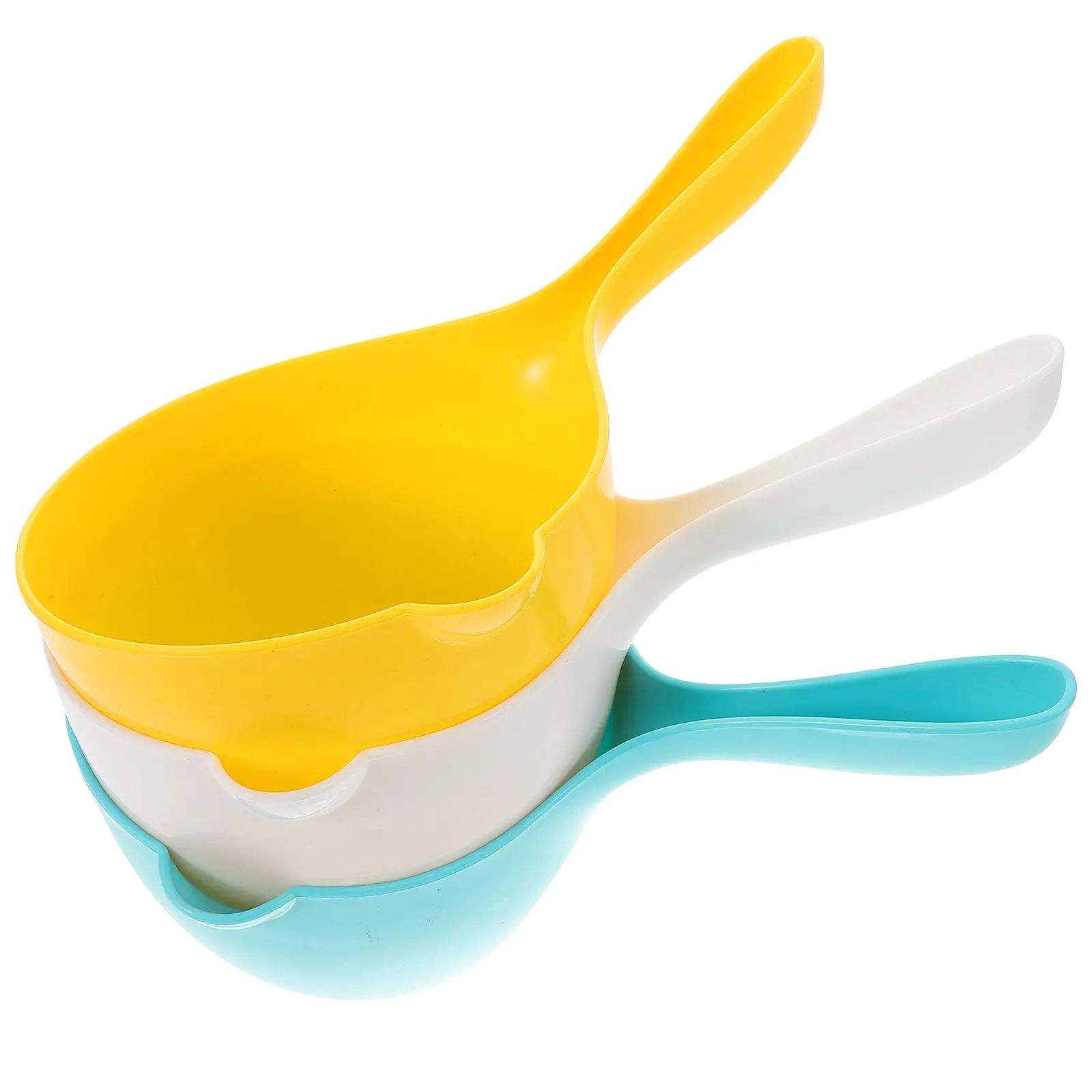 

Набор из 3 пластиковых черпаков для воды с утолщенной длинной ручкой, кухонные ложки для купания, мытья и ополаскивания