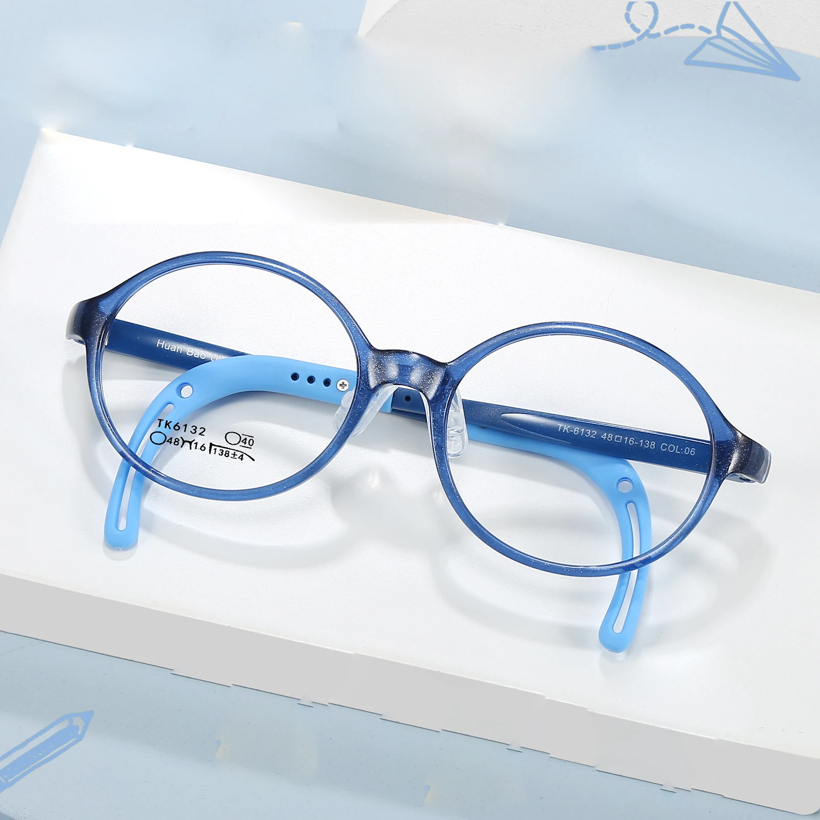 Comfortable Non-Slip Boys Girls'Glasses Ultra Light Silicone TR90 Eyewear Round Spectacle Children's Optical Eyeglass Frame