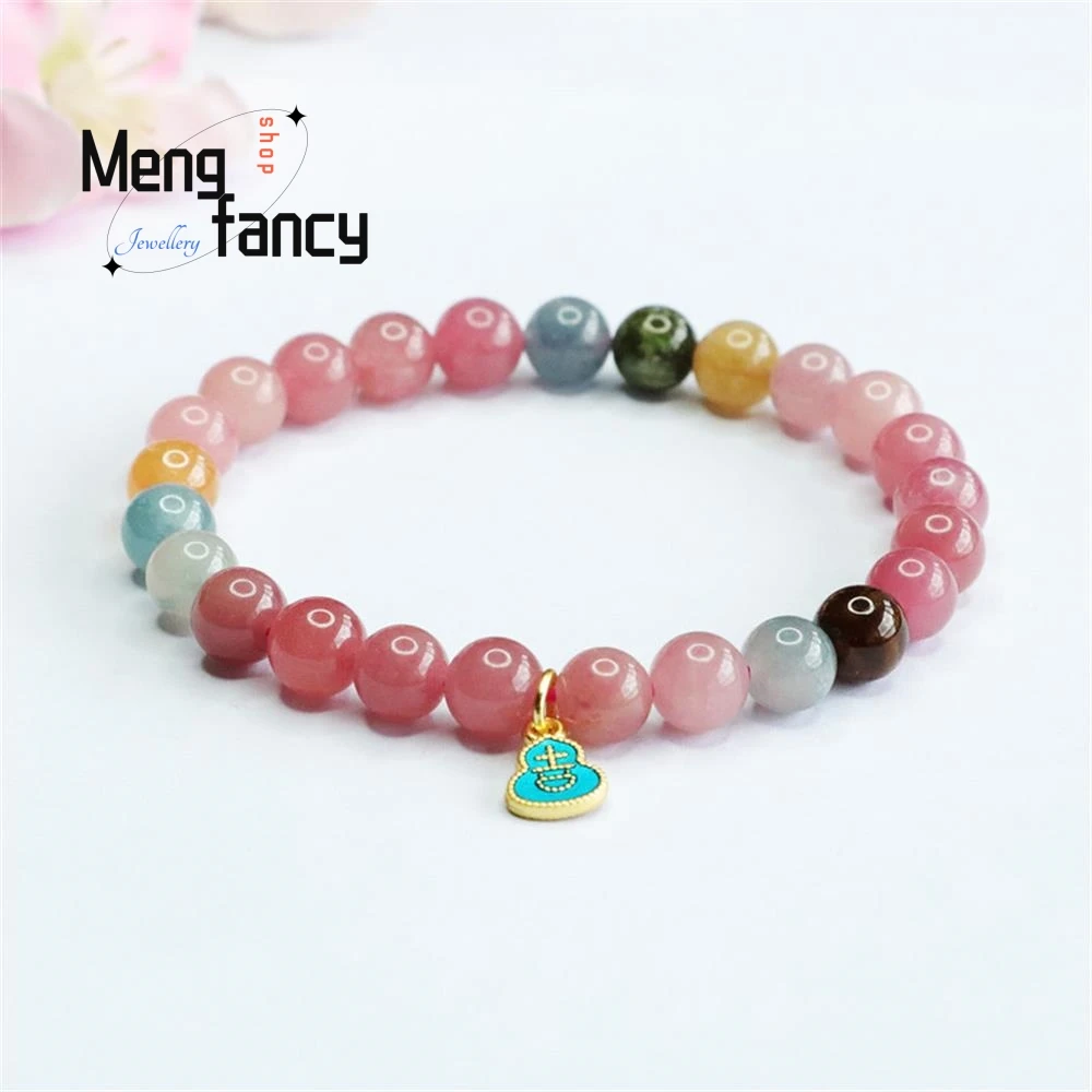 Natural Tourmaline Exquisite Elegant Simple High-grade Bracelet Sexy Young Girls Brazilian Old Mine Crystal Coloured Creasure