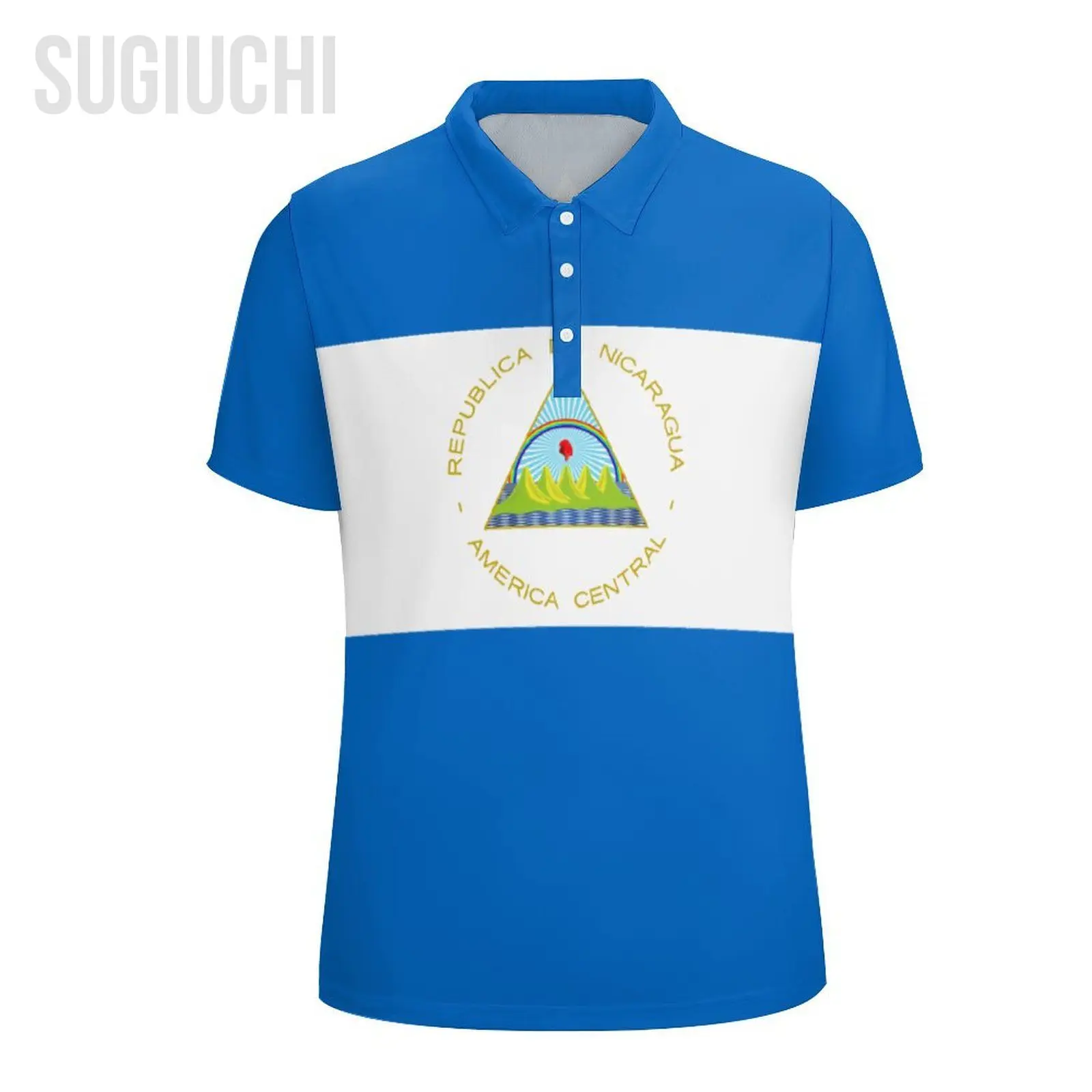 Unisex Polo Shirt Nicaragua Flag 3D Print Man Polo Fashion Clothing Tracksuits Short Sleeves