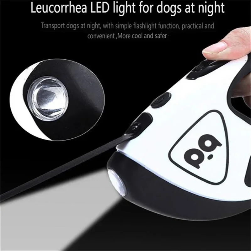 

5 м выдвижной поводок для собак со светодиодной подсветкой, противоскользящая ручка для мопса, чихуахуа, колбаса, ремешок для собак, тонкая свинцовая веревка, леска для ходьбы