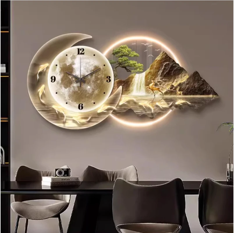 

Modern Art Mural Wall Clock - Luxury LED Mechanism Large Size Decor with Fashion Design for Bathroom & Living Room