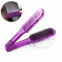 New Pro Ceramic Straightening Comb Double Sided Hair Brush Clamp Hairdressing Natural Fibres Bristle Hair Comb Hairstylig Tool