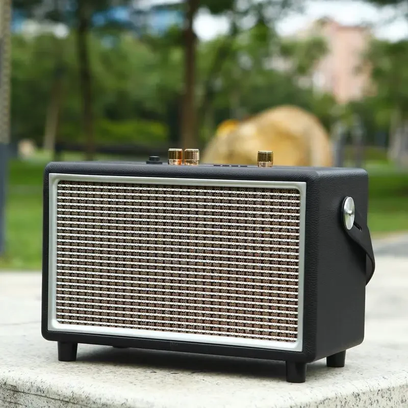 مكبر صوت بلوتوث خشبي عتيق خارجي ، عمود محمول ، صوت ستيريو هاي فاي ، مكبرات صوت ذكية ، طاقة ذروة 50 واط ، M7