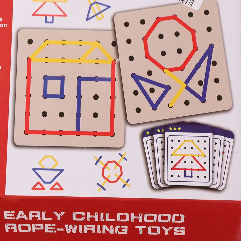 

Деревянная веревочная доска Монтессори для творчества, взаимодействие раннего обучения, графические развивающие игрушки, забавные с 15 шт. карточками, деревянная шнуровка