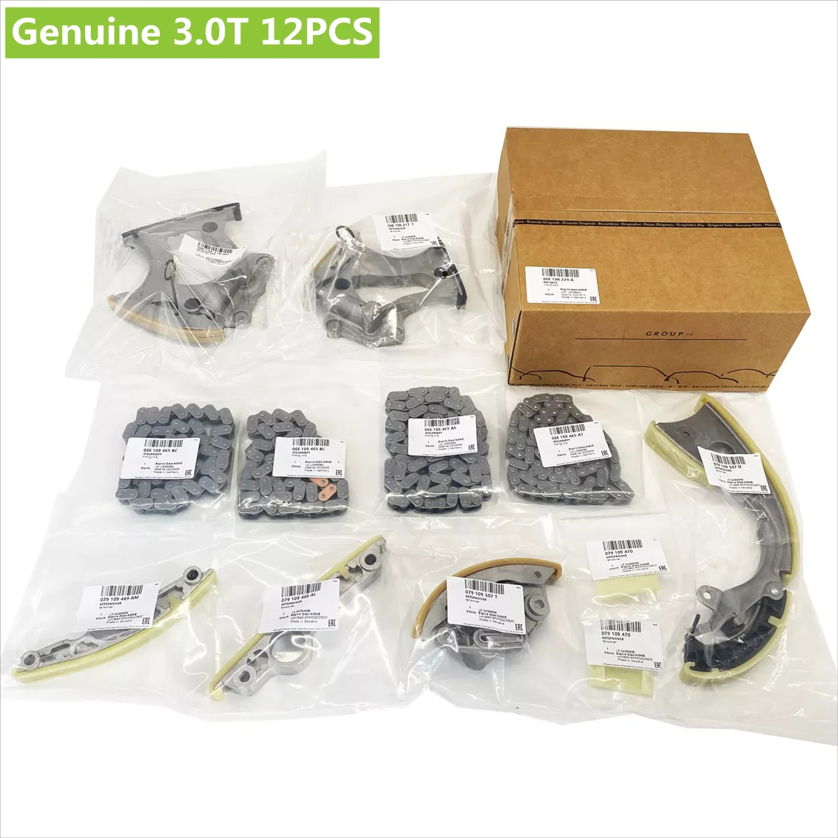 Genuine OEM NEW Engine Timing Chain Kit For Audi A4 Q5 Q7 A8 VW Touareg Porsche 3.0T 12PCS/Set 079109470 3 Years Warranty