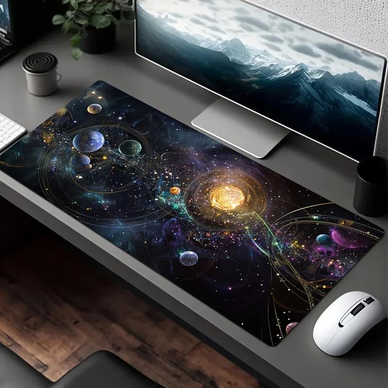Galaxy Art Design Mauspad, große Gummiunterseite, rutschfest, PC-Schreibtischzubehör, Mauspad für Büro und Gamer, Tastaturmatte, Dekorteppich