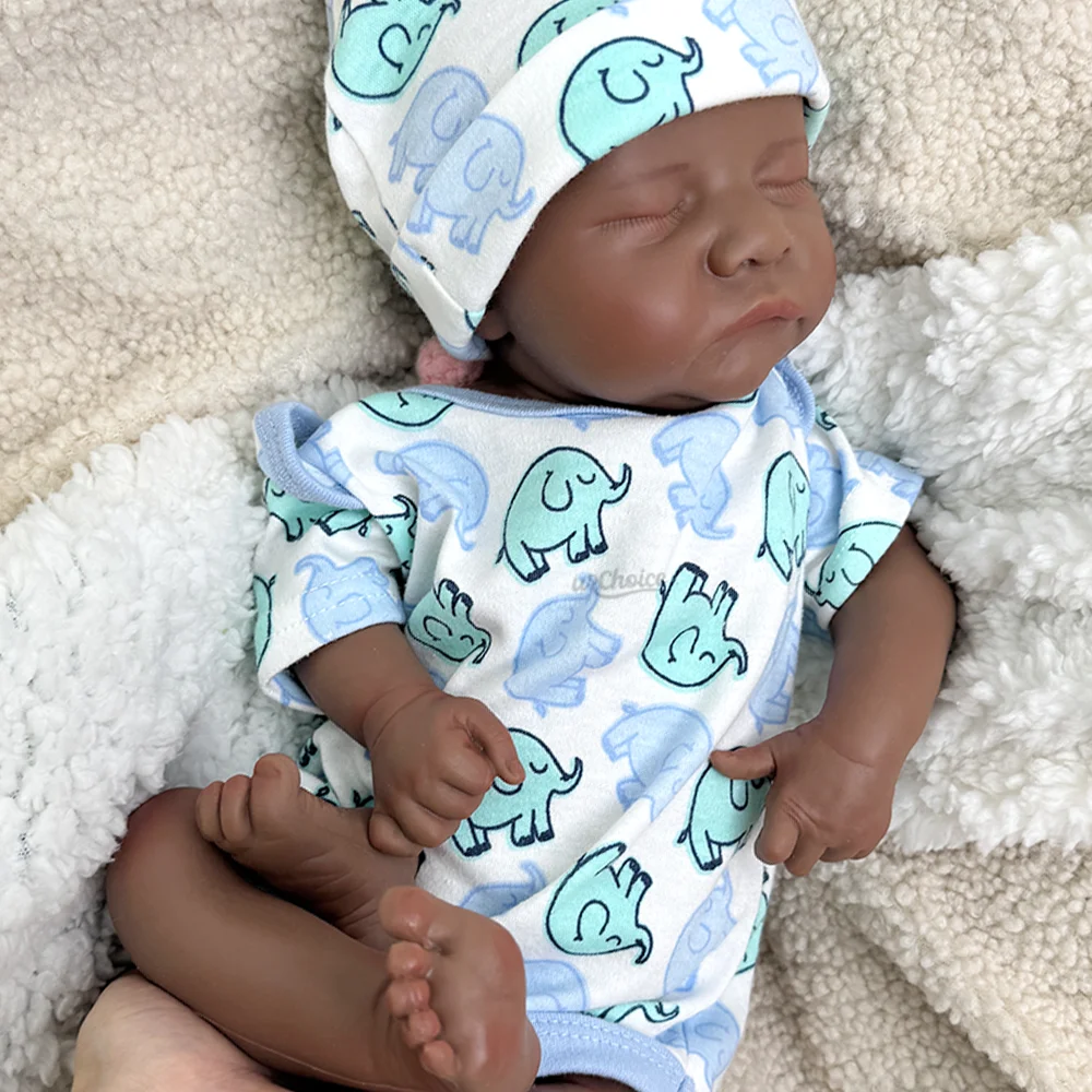 Muñeca Levi realista de 17 pulgadas, tacto suave, color negro, de silicona pintada en 3D, de cuerpo completo, para regalo de cumpleaños infantil.