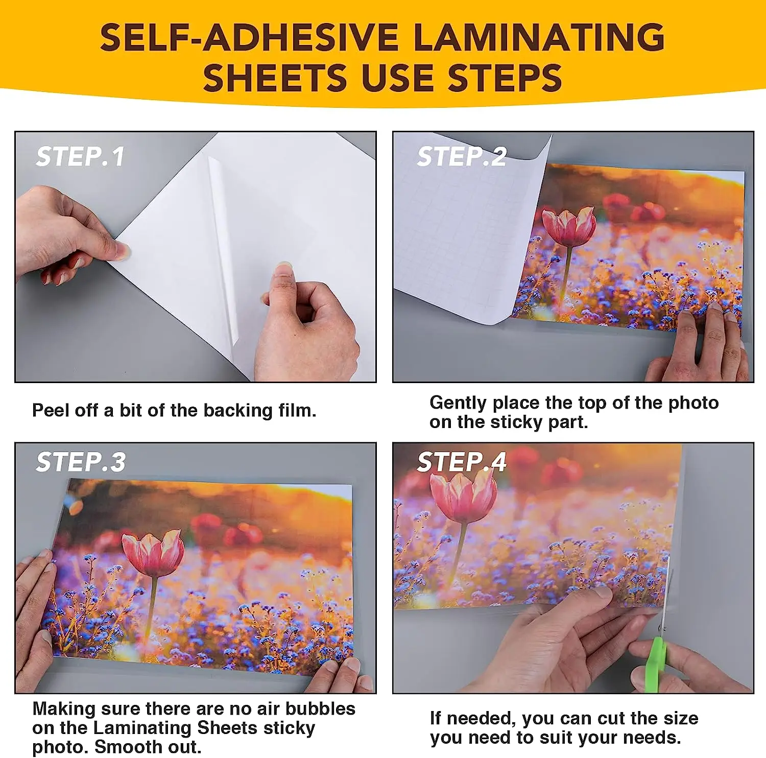 50 PCS Self-Adhesive Laminating Sheets, 2.9 x 4.1 Inches Clear TransparentLaminating Sheets No Machine Needed