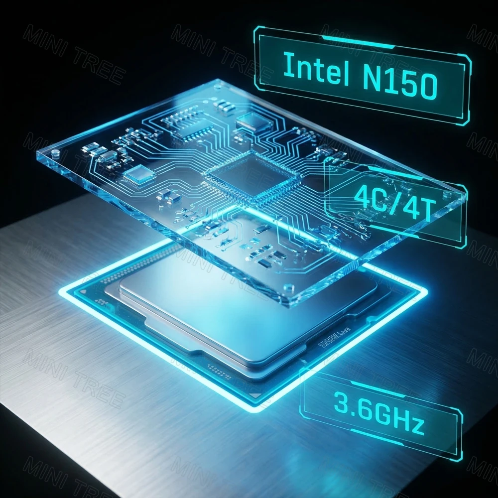 Intel N150 Mini PC NUC Desktop Computer 2xHD DP Triple 4K Output Dual Lan 2xRS232 COM Ubuntu Fanless Industrial Embedded Box PC