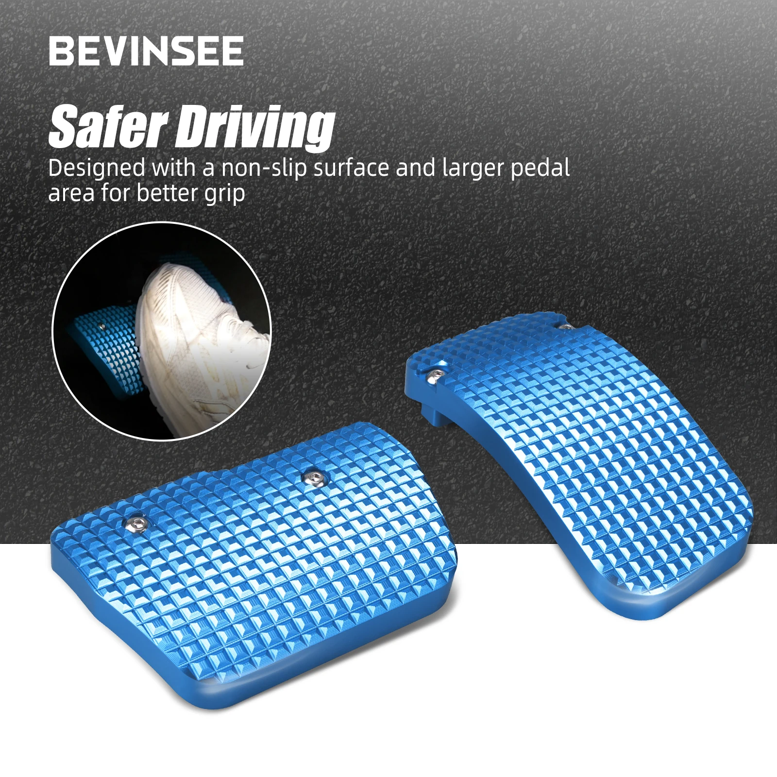 BEVINSEE Aluminum Car Pedal Left Hand Drive for Audi A3 RS3 8V for SEAT Leon 5F for Skoda Octavia III 5E for VW for Golf MK7