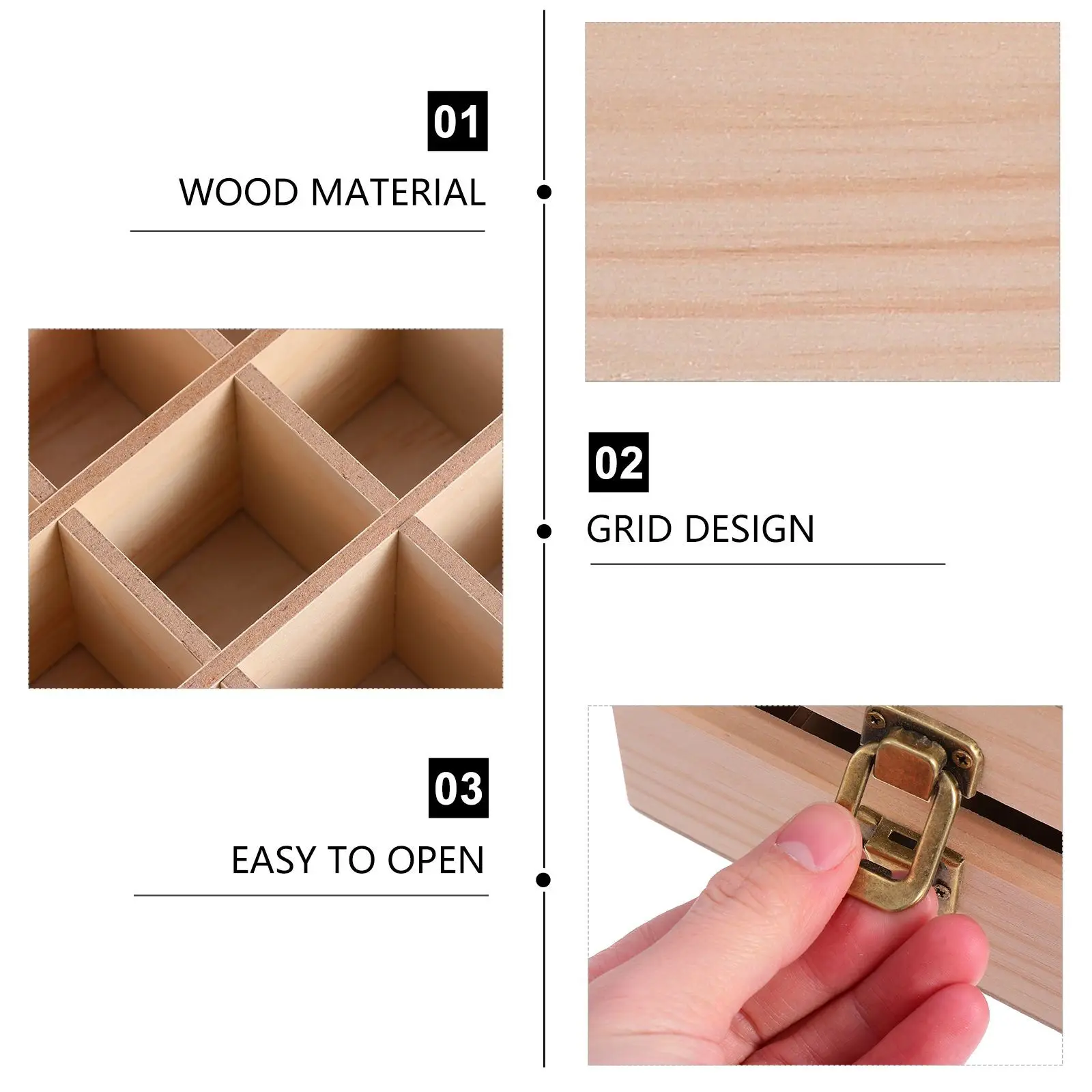 Wood Essential Oil Carrying Box Large Capacity Organizer 12-Grid Storage Case Holder for Aromatherapy Bottles Travel