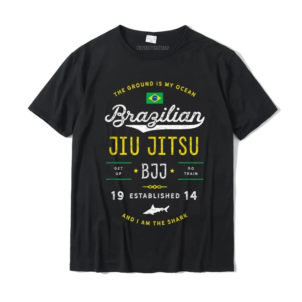 

Summer men's BJJ Jiu-Jitsu Ocean shark pattern printed T-shirt, 100% cotton loose, comfortable and trendy clothing