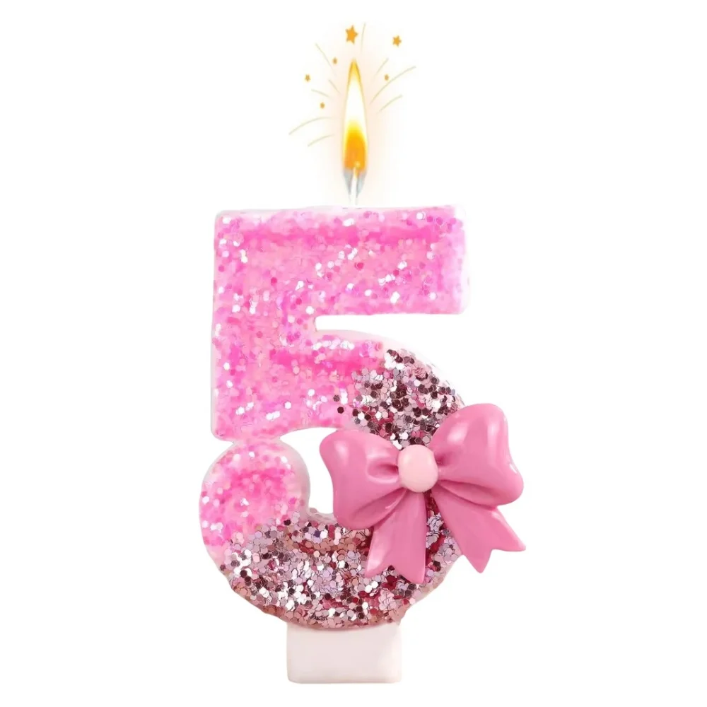 New 0-9 Number Birthday Candles OriginalDouble color butterfly bow Birthday Cake Digital Party Candle Decoration