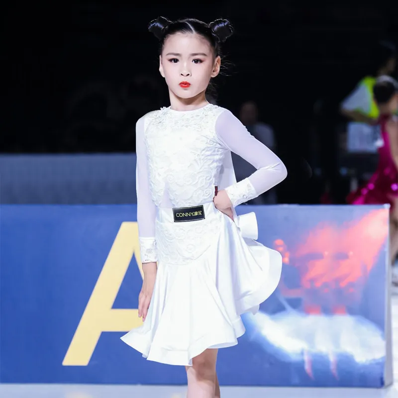 

Модный профессиональный костюм для бальных танцев, платье для соревнований по латинским танцам для девочек, детский костюм для выступлений в стиле ча-ча-ча XS11015