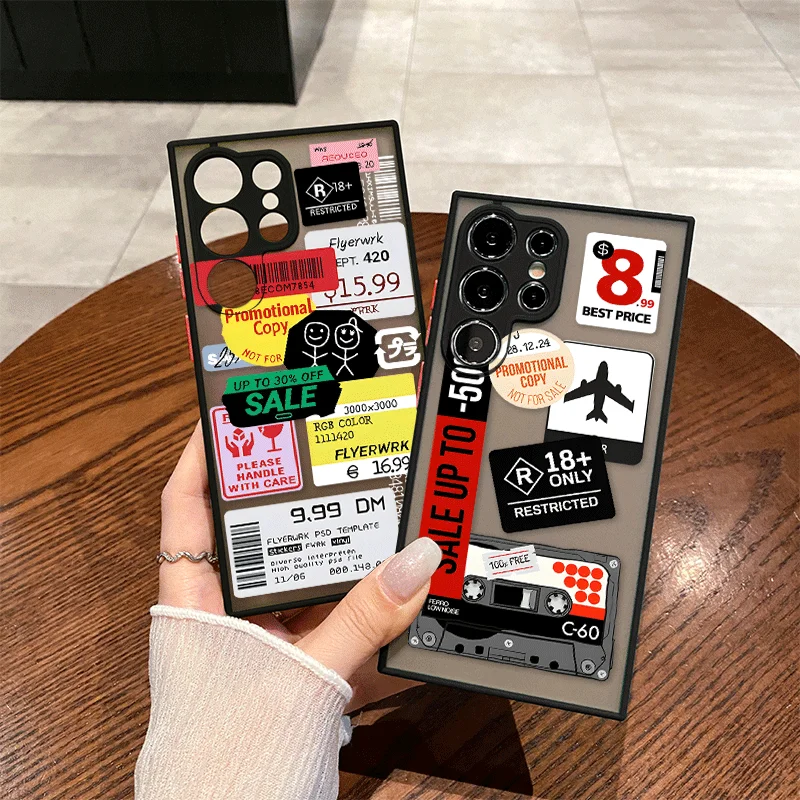 

Funny Mix Labels Collage Stickers Pattern Phone Case for Samsung Galaxy S26 S25 S24+ S23 Ultra S22 Plus S21 FE S26+ Back Covers