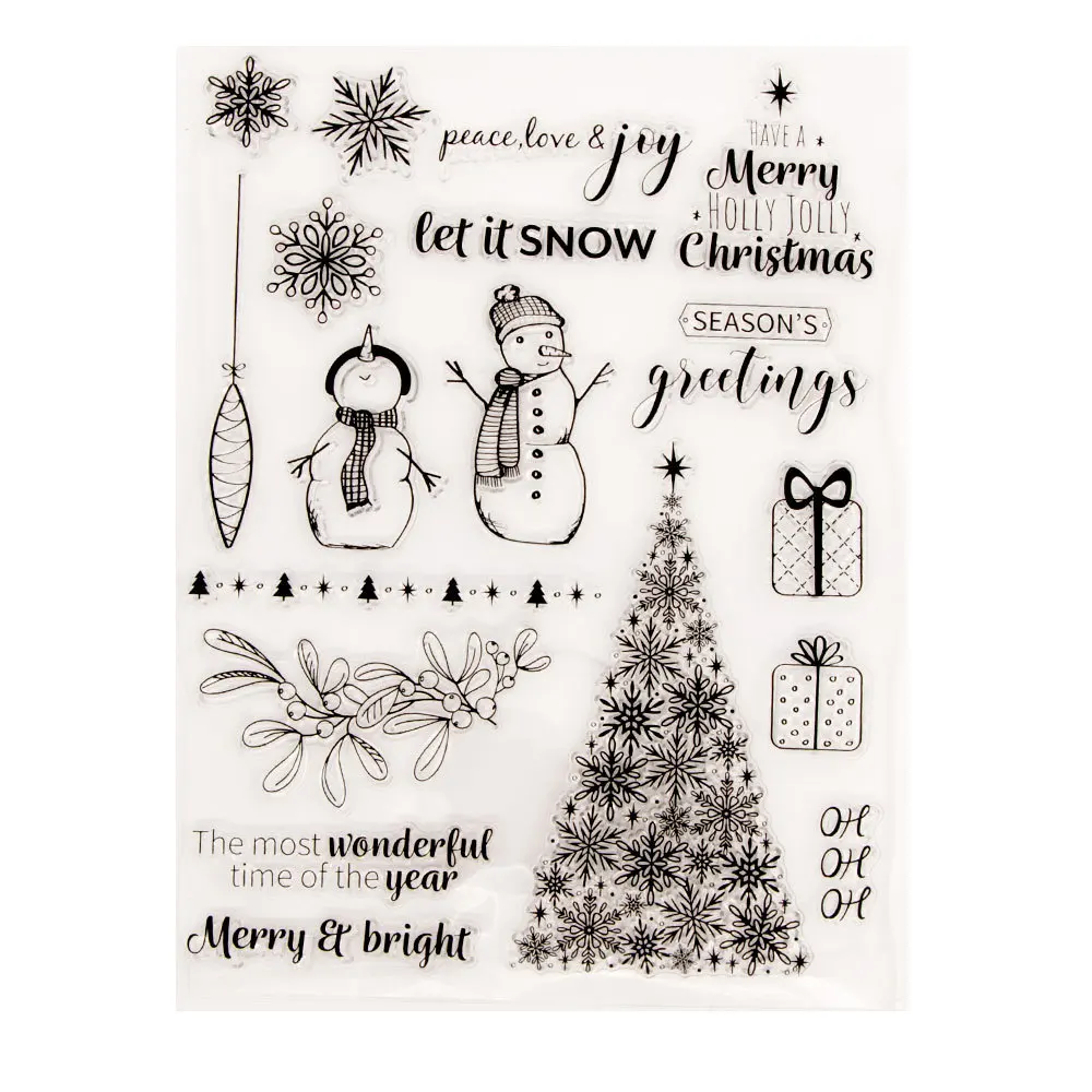 

Snowflake Christmas Tree Clear Stamps Seal for DIY Scrapbooking Card Rubber Stamp Making Photo Album Handmade Crafts Decoration
