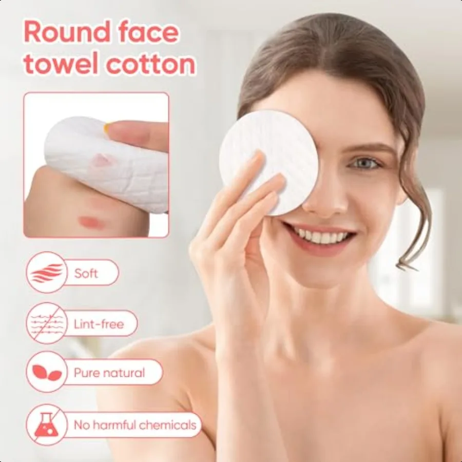 Redondas de algodón extragrandes Diámetro 3.14 100 Almohadillas de algodón puro Suaves y sin pelusa para quitar esmalte de uñas de maquillaje y limpieza Fa