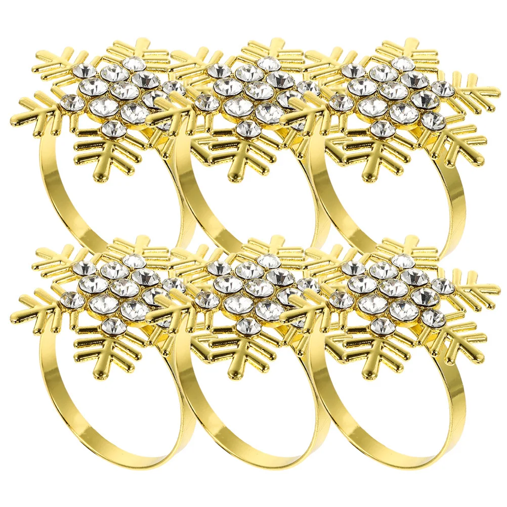 6 рождественских кольец для салфеток в форме снежинок для праздничного декора